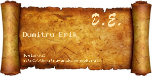 Dumitru Erik névjegykártya